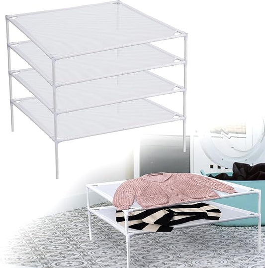 4Pack Stable Mesh Clothes Drying Rack - Excellent Load-Bearing, Stackable Flat Laundry Drying Rack - Folding Sweater, Socks, Toys Drier