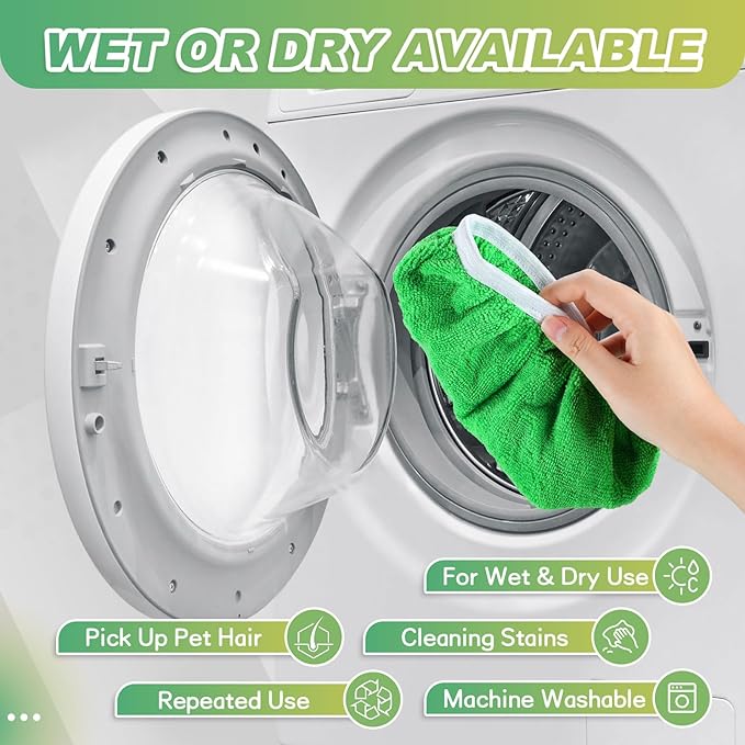 32 Pcs Reusable Mop Pads Microfiber Washable Wet Pads Compatible with Swiffer Refill Dry Sweeping Cloths for Surface Hardwood Floor Household Cleaning, Mop is Not Included(Green)