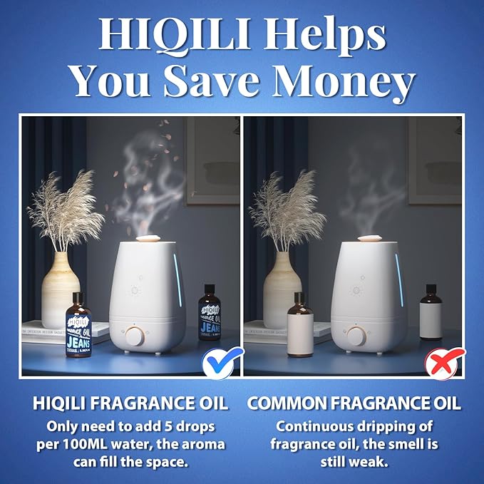 HIQILI Jeans Fragrance Oil for Home Diffuser, Candles & Soap Making, DIY Perfume for Men, Clean & Comforting Scent - 3.38 Fl Oz