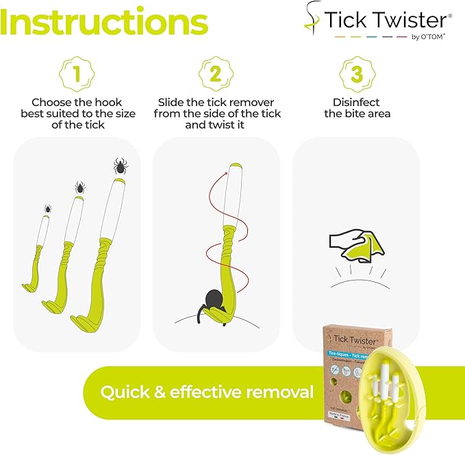 Tick Twister Tick Remover for Dogs and Human - Made in France - Tick Puller for Humans and Dogs - 3 Different Sizes - Dog Tick Removal Tool - Also for All Other Pets - Tick Nipper in