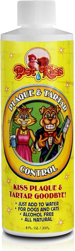 Pet Kiss Plaque and Tartar Water Additive Oral Care for Pets, 8-Ounce