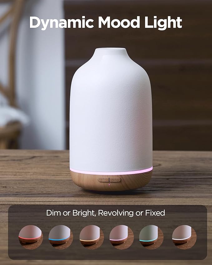 InnoGear 150ml Ceramic Essential Oil Diffuser, Handcrafted Stone Aromatherapy Scent Diffuser Ultrasonic Aroma Diffusers Humidifier Vaporizer with 2 Mist Modes Waterless Auto Off for Home Room Office