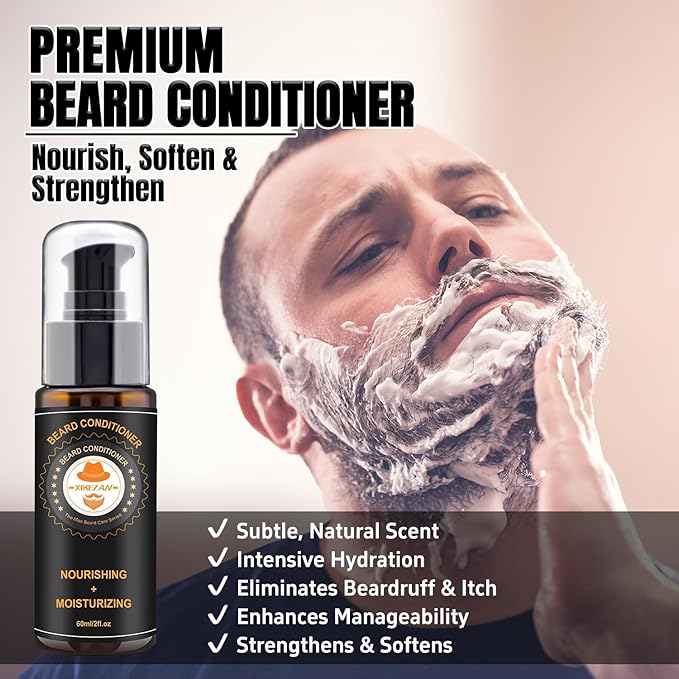 XIKEZAN Beard Kit for Mens Shaving & Grooming Sets & w/Conditioner, Wash, Oil, Balm, Brush Birthday Fathers Valentines Gifts for Men Him Dad Husband Boyfriend Christmas Gifts Mens Stocking Stuffers
