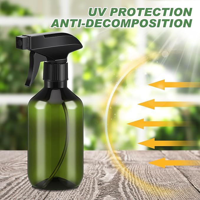 9 Pack 10 oz Plastic Spray Bottle Bulk for Plant Small Spray Bottle Fine Mist Water Sprayer Upgraded Adjustable Nozzle Refillable Empty Containers for Cleaning, Hair, Cooking(Green)
