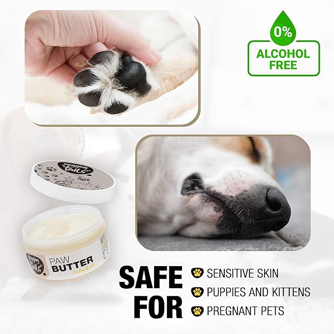 Wagging Tails 6-in-1 Paw Butter for Dogs & Cats, 1.76 fl oz Pack of 4 Turmeric & Honey-Infused Lick-Safe Balm | Relieves Elbow & Paw Discomfort, Repairs Cracks, Moisturizes Pads & Softens Snouts