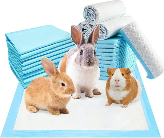 kathson 100PCS Guinea Pig Cage Liners Disposable 13" x 18" Rabbit Disposable Potty Training Pad Super Absorbent & Leak-Free Pet Supplies for Bunny Kitten Small Dog Guinea Pig