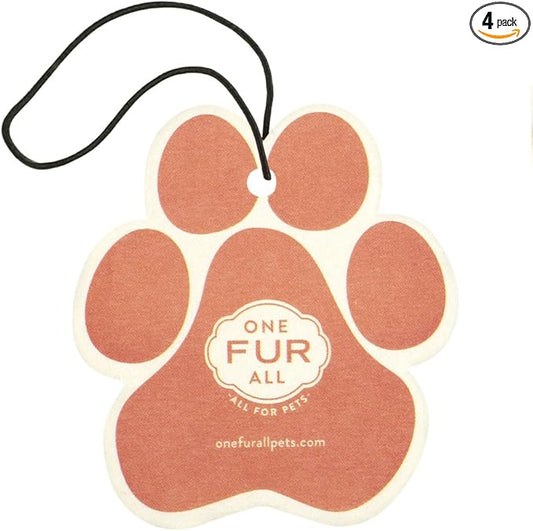 One Fur All Pet House & Car Air Freshener - Mango Peach, Pack of 4 - Non-Toxic, Pet-Friendly, Hanging Odor Eliminator