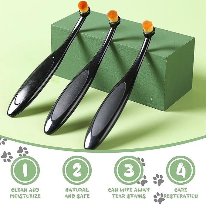 Dog Eye Powder Brush, 5-Pack Puppy Tear Stain Remover Eye Comb & Grooming Brush, Gentle Washable Fiber Bristles, Ergonomic Handle for Dog/Cat Eye Cleaning
