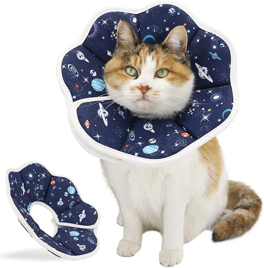 Soft Cat Cone, Adjustable Recovery Collar After Surgery to Prevent Licking Wound, Protective Cat Neck Cone, Comfortable Pet Elizabethan Collar for Cats Kittens and Puppies (Medium)