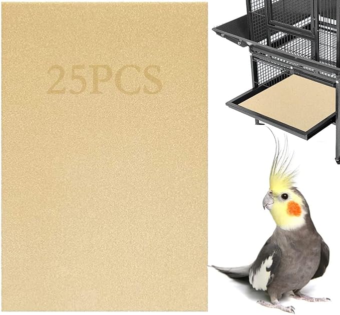 25PCS Gravel Paper for Bird Cage,11" x17" Bird cage Liner Gravel Paper Special for Bird Cage in sea Sand-Great for Hard-Billed Birds Safe& Clean & Easy for Improved Digestion…