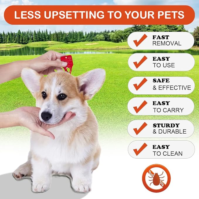 Tick Remover Tool, Tick Removal Tool Suitable for Pets, Animals, and Humans, Quick, Safe, Reliable, and Highly Essential Tick Remover Tool for Portable Outdoor Living, 1 Pack (Red)