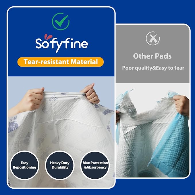 Extra Large Disposable Bed Pads 36"x 48"(60 Count) Adult Chucks Incontinence Underpads,Thicken Premium Tear Resistant Waterproof Pee Pads for Elderly,Kids,10X Super Absorbency Puppy Training Pads