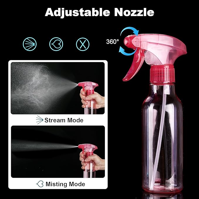 Cosywell 4 Pack Plastic Spray Bottles 8.8oz/260ml Empty Spray Bottle for Cleaning Mist/Stream Heavy Duty Water Spraying Bottle for Cooking Solutions Essential Oils Hair Care(Green Pink Purple White)