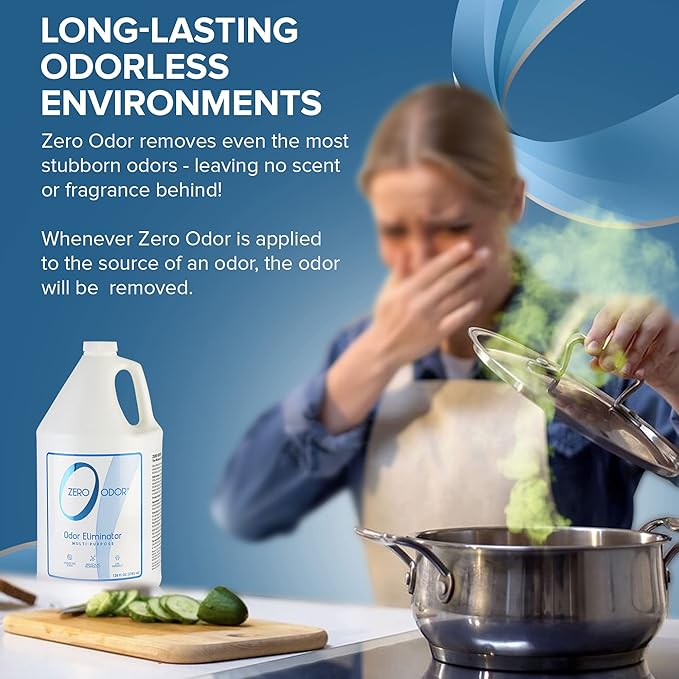 Zero Odor - Multi-Purpose Strong Odor Eliminator for Home, Office, Car, Bathroom, Hotel, Room Deodorizer, and Odor Neutralizer, 128oz Refill