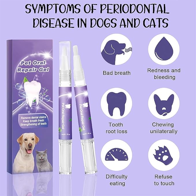 3Pcs Pet Oral Repair Gel, Pet Oral Restoration Whitening Gel, Pet Teeth Care Gel Cleaner Teeth & Fresher Breath, Without Brushing