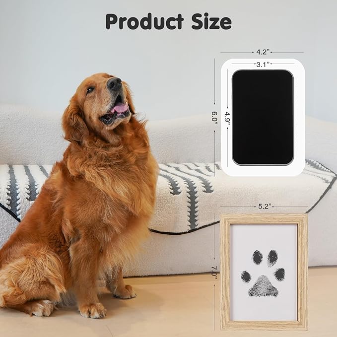 Inkless Paw Print Kit for Dogs,Cats & Babies - Clean Touch Dog Nose & Baby Handprint Kit,Mess Free Dog Paw Print Kit,4-Pcs Ink Pads & 2 Wooden Frames - Keepsake Gifts for Pet Lovers,New Moms