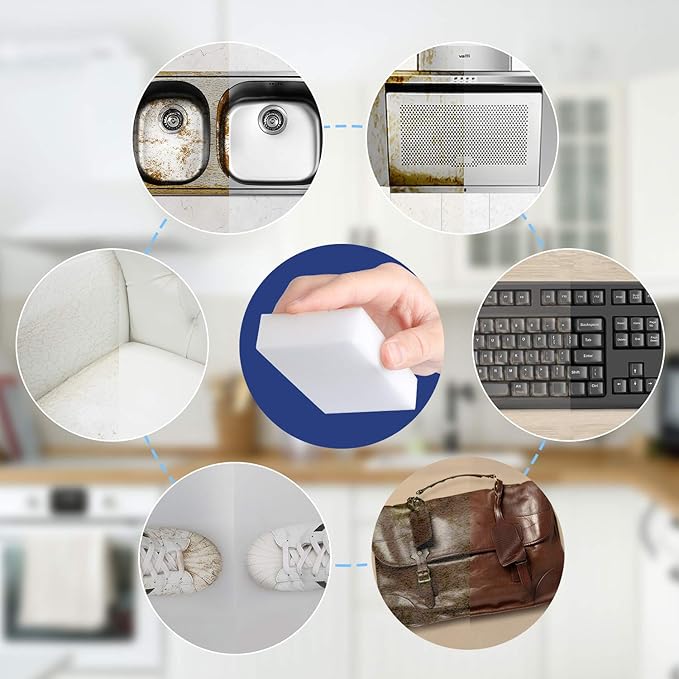 Trendbox 50 Pack Melamine Sponges Magic Cleaning Sponges in Bulk Melamine Foam for Dishes Eraser Sponges for Cleaning