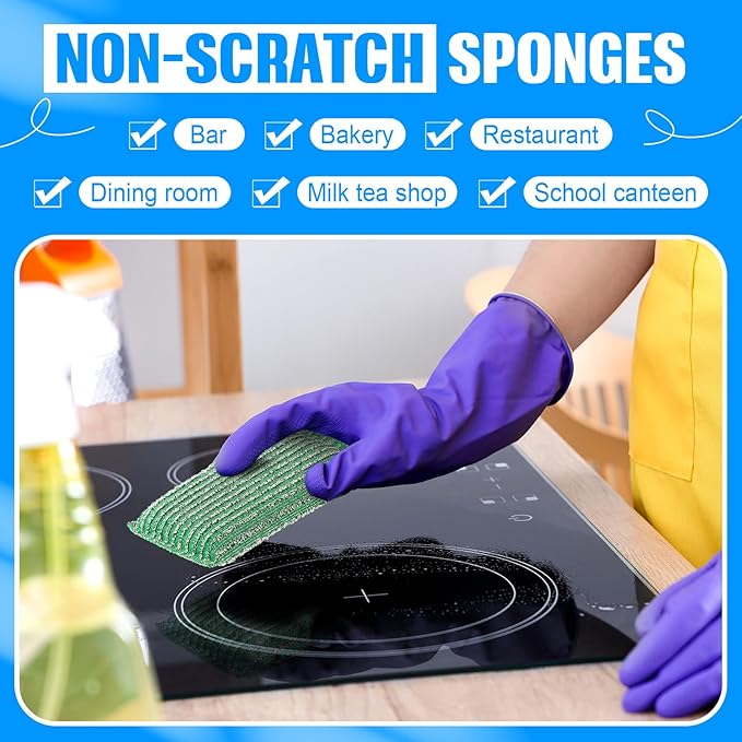Honeydak 24 Pack Non Scratch Scrubbing Sponges Dish Pads for Washing Dishes 6 Color Kitchen Washing Scrubbing Sponges for Hard Surface Tools Dishes, Pans, Pots, Microwaves, Ovens, Shoes