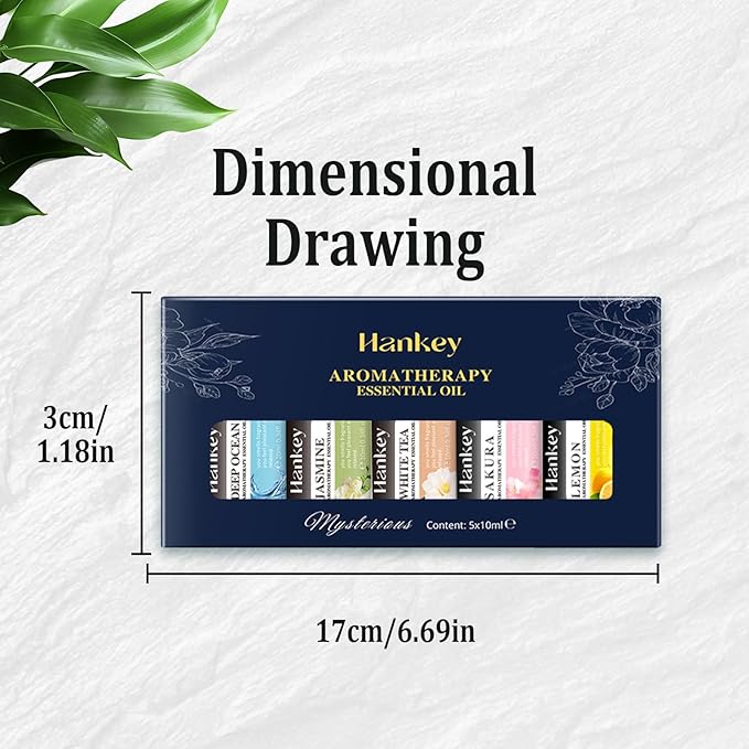 5x10ml Multi-Scent Essential Oils Set - Ocean, White Tea, Jasmine, Lemon & Cherry Blossom for Home & Car