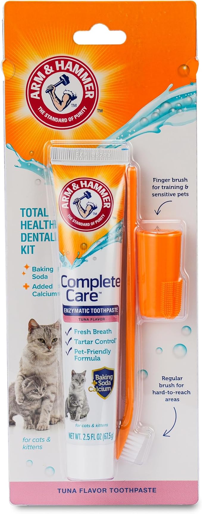 Arm & Hammer Complete Care Dog Dental Kit, Tuna Flavor Enzymatic Dog Toothpaste, Toothbrush, & Finger Brush, Baking Soda + Calcium, Enhanced Formula, 2.5oz
