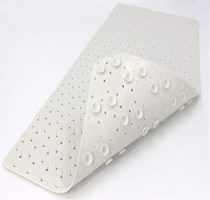 SafeLand- Non-Slip Bath, Shower, Tub Mat, TPR Material, Eco-Friendly, Non-PVC, Machine Washable, No Odor, with Powerful Suction Cups and Drain Holes, Tweed (15"x30" White x2)