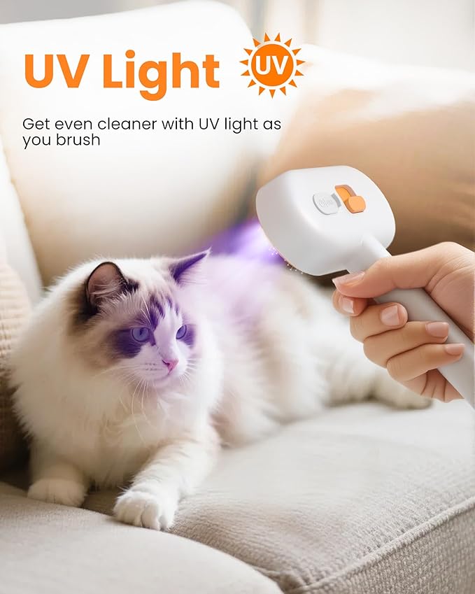 Cat Steam Brush with Waterless Shampoo, Self Cleaning Cat Brush for Shedding, 3 in 1 Pet Spray Hair Removal Comb, Pet Steam Brushes for Long and Short Haired Dog, Cool Mist Only