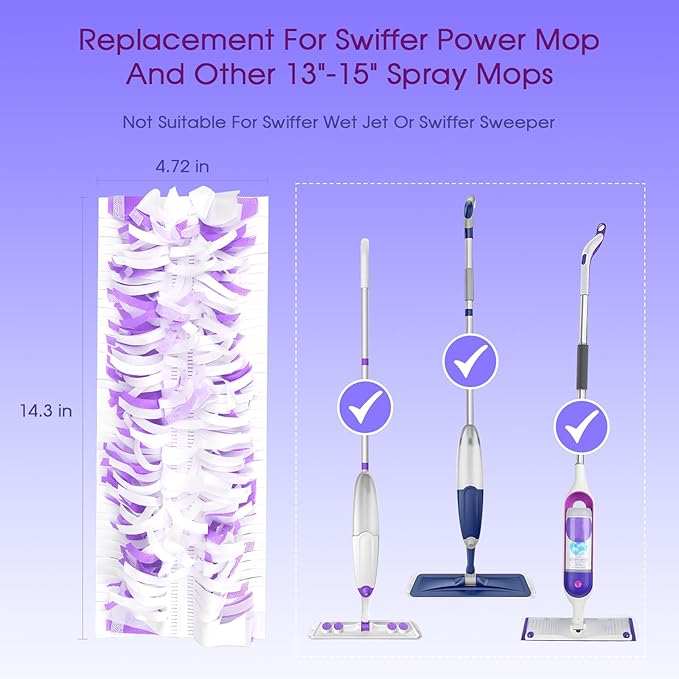 15 Pack Disposable Mop Pads Compatible with Swiffer PowerMop, Replacement for Swiffer Power Mop Refills,Super Absorbent & Scrubbing Power, Dry&Wet Use for Wooden Floors Tiles & Hard Surfaces Cleaning