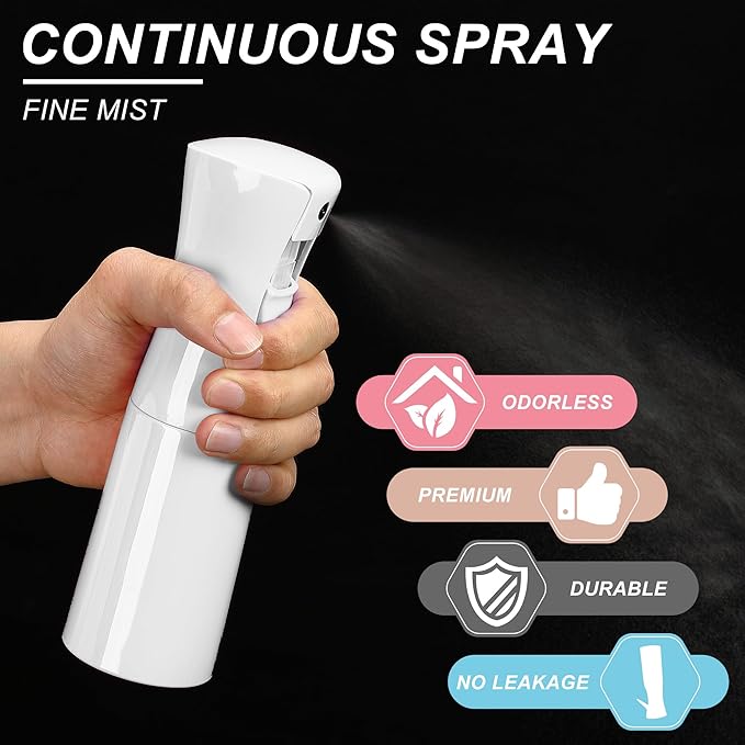 Hair Mister Spray Bottle，Spray Water Bottle Fine Mist Refillable Plants（6.8OZ /200ML） Barber，Showering Pets, Plants, travel, Ironing and Cleaning ﻿ ﻿ ﻿ (White)