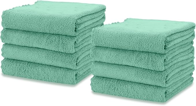 kimteny Kitchen Cloth Dish Towels, 13x28 Inches Premium Dishcloths, Super Absorbent Coral Velvet Microfiber Cleaning Cloths, Fast Drying Rags for Washing Dishes (13x28-8 Pack, Green)