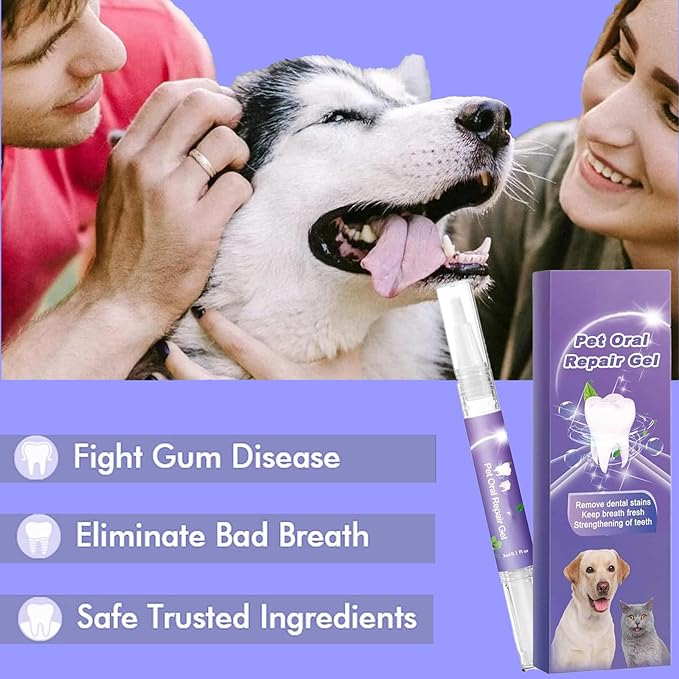 3Pcs Pet Oral Repair Gel, Dog Oral Repair Gel, Pet Breath Freshener for Cats and Dogs, Removes Tartar, Keeps Breath Fresh, Strengthens Teeth, Without Brushing