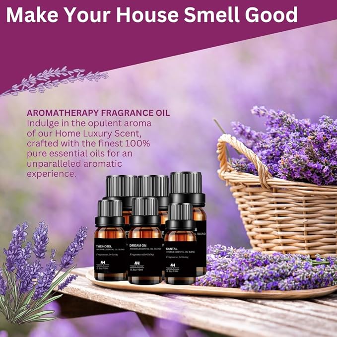 Santal Diffuser Oil 10ml – Luxury Hotel Scent for Home – Sandalwood, Leather & Cedar – Essential Oil Blend Inspired by Santal Perfume – Aroma Oil for Diffuser & HVAC