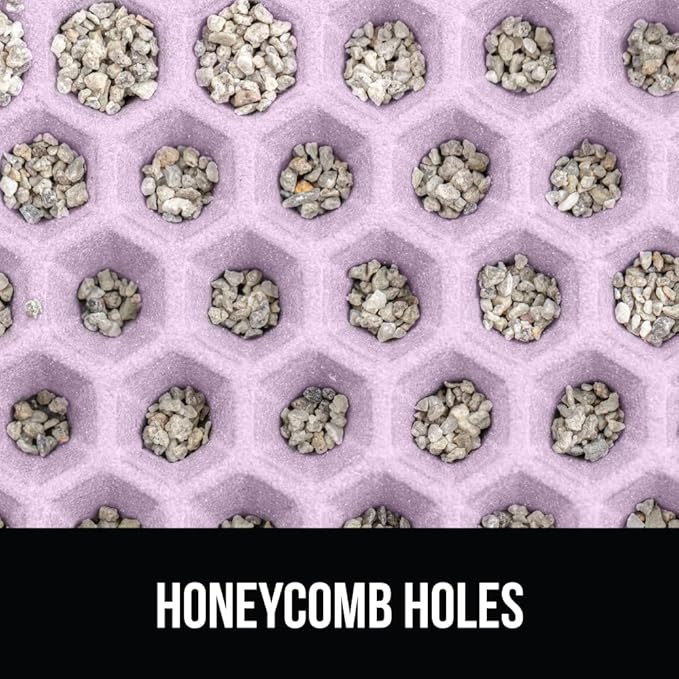 GORILLA GRIP Honeycomb Cat Litter Box Mat, Two Layer Trapping Waste Mats, Soft On Paws, Litter Box Supplies and Essentials for Indoor Cats, Traps Excess, Water Resistant for Floors, 24x15 Purple