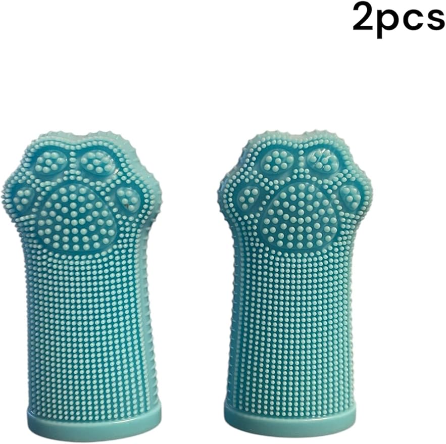 Dog Toothbrush PAW, 360 Tooth Brushing Kit, Cat Toothbrush, Dog Teeth Cleaning, Finger Tooth brush, Dental Care, Small & Large Pets, Toothpaste Not Included (Blue, 1 Count (Pack of 2))