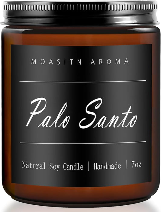 MOASITN Palo Santo Heavenly Scented Candles for Home| Organic Soy Aromatherapy candel| Handmade Long Lasting Jar Candles Gift for Women,Men as Birthday,Housewarming,Autumn,Relaxing Gifts| 7oz