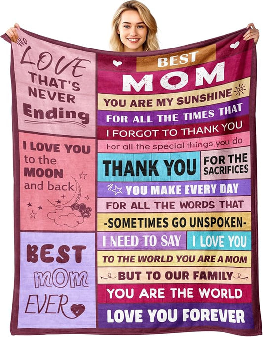 Mom Birthday Gifts from Daughter & Son - Best Mom Ever Gifts - Presents for Moms - Christmas Valentines Day Mothers Day Birthday Gift Ideas for Moms - Gift for Mother - To My Mom's Blanket 60"x80"