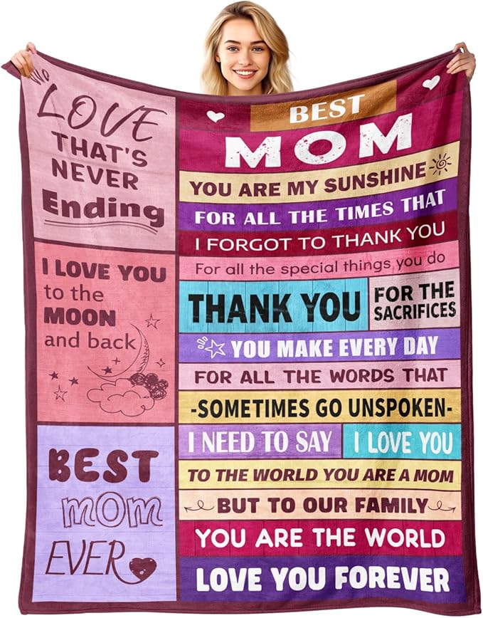Mom Birthday Gifts from Daughter & Son - Best Mom Ever Gifts - Presents for Moms - Christmas Valentines Day Mothers Day Birthday Gift Ideas for Moms - Gift for Mother - To My Mom's Blanket 50"x60"