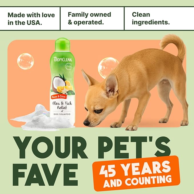TropiClean Citrus Flea & Tick Shampoo for Dogs, Soothing Bite Relief, Fresh Citrus Scent, Made in The USA, 1 Gallon