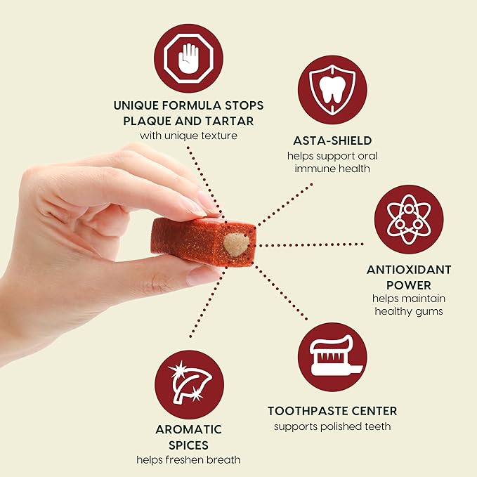 ARK NATURALS Protection+ Brushless Toothpaste, Dog Dental Chews for Medium Breeds, Prevents Plaque & Tartar, Freshens Breath, 54oz, 1 Pack, Red