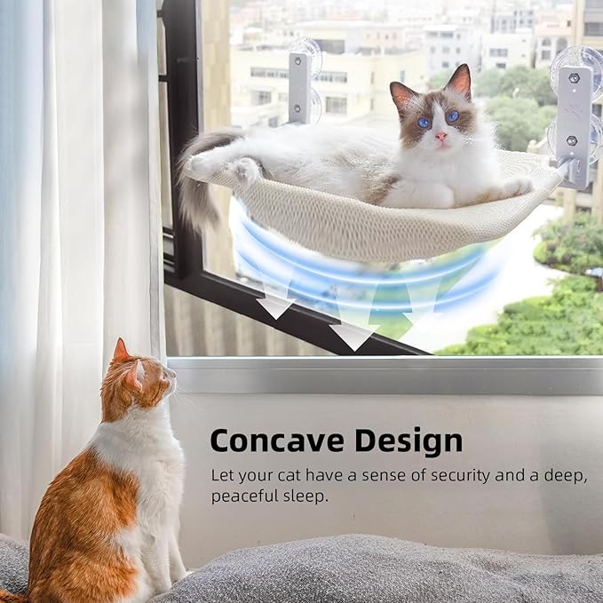 2PCS Replacement Cover for Cat Window Perch, L Size Cordless Cat Window Hammock Bed Accessories, Reversible Breathable/Warm Seat Cover for Inside (White, 23.6''L×11.8''W)