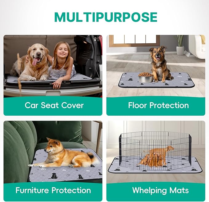 JollyMate 63"x63" Washable Pee Pad for Dogs, Ultra-Absorbent and Leak-Proof Whelping Pad, Non-Slip Reusable Puppy Pad, Waterproof Dog Pee Pad, 1 Pack