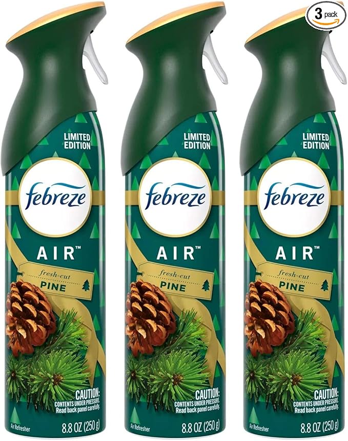 Febreze Air - Air Freshener Spray - Fresh-Cut Pine - Limited Edition Holiday Collection 2020 - Net Wt. 8.8 OZ (250 g) Per Bottle - Pack of 3 Bottles