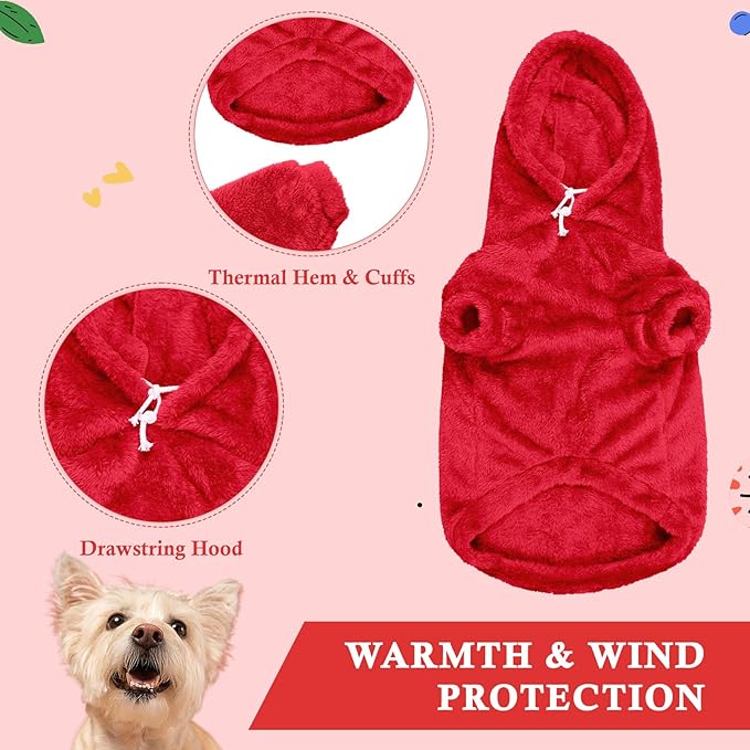 4XL Dog Sweaters for Large Dogs,Dog Hoodie,Warm Fuzzy Fleece Sweatshirt with Hood & Pocket,Leash Hole,Cozy Cold Weather Pet Clothes Sweater Hoodie for Large Dogs(Red,4XL)