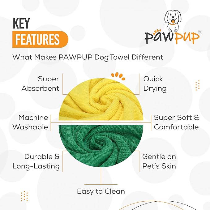 Dog Towels for Drying Dogs Super Absorbent Microfiber Pet Grooming Towel for Dogs, Cats and Other Pets (40 x 24 Inches, Yellow and Green)