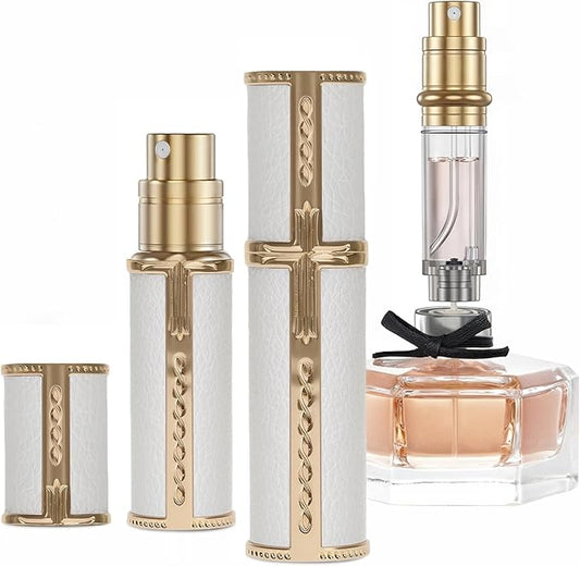 GF00WHG Leather Perfume Bottle 5ml – Bottom-Fill Refillable Dispenser, Leak-Proof & Portable for Men & Women, Ideal for Travel, Gifting & Daily Use (GF00WHG)