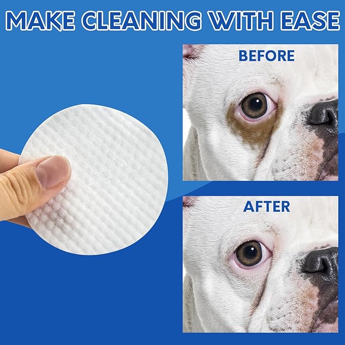 150 Long Cotton Swabs and 200 Lint-Free Cleaning Wipes, Highly Absorbent Dog Ear Cleaning Kit in Storage Box, Compatible with Dog Ear Cleaners, Large Cotton Head Swabs Design for Daily Puppy/Cat care