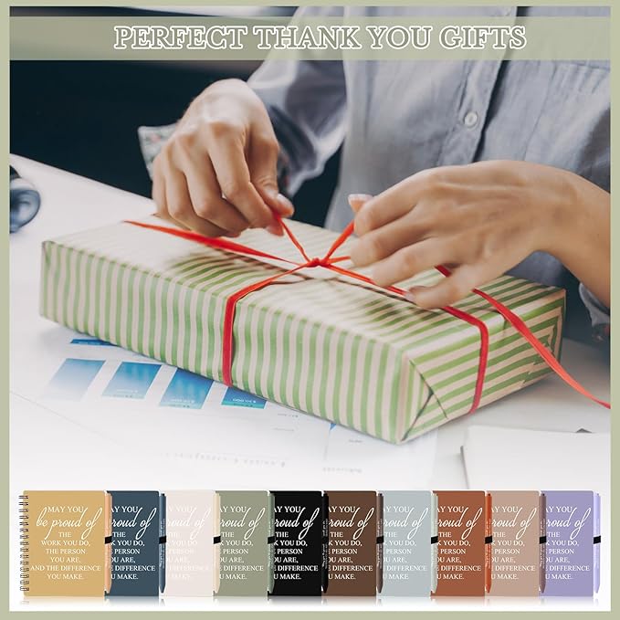 Honoson 10 Sets/20 Pcs Medical Assistant Employee Appreciation Gifts May You Be Proud The Work Notebook with Ballpoint Pen Inspirational Journals Bulk Thank You Gifts for Team Coworker (Vivid Color)