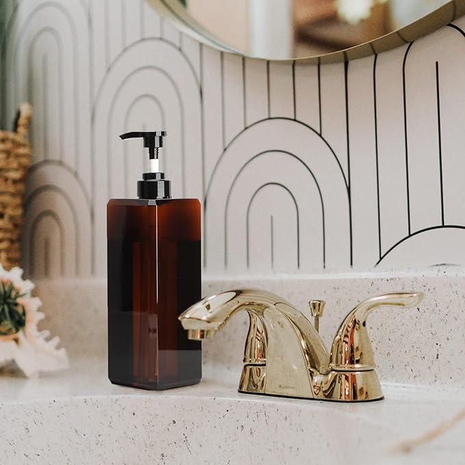 Suream Large Pump Bottles for Shampoo and Conditioner, 3Packs 33.8oz Empty Cosmetic Dispenser with 4PCS Lables, Refillable Shower Press Dispensers for Bathroom, Bedroom, Washroom, Hotel