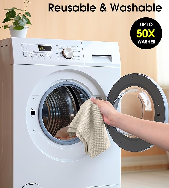 KitchLife Microfiber Cleaning Cloth Roll, 100 Pack - Tear-Away Microfiber Paper Towels, Lint-Free, Reusable, Washable for Kitchen, Car, Dishes, and Sensitive Surfaces (Sand Beige)