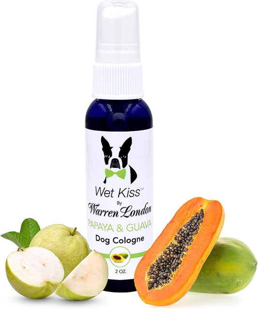 Warren London - Wet Kiss Dog Cologne, Long Lasting Dog Spray, Dog Deodorant to Remove Odor from Stinky Dogs, Papaya & Guava, 2 Ounce Bottle
