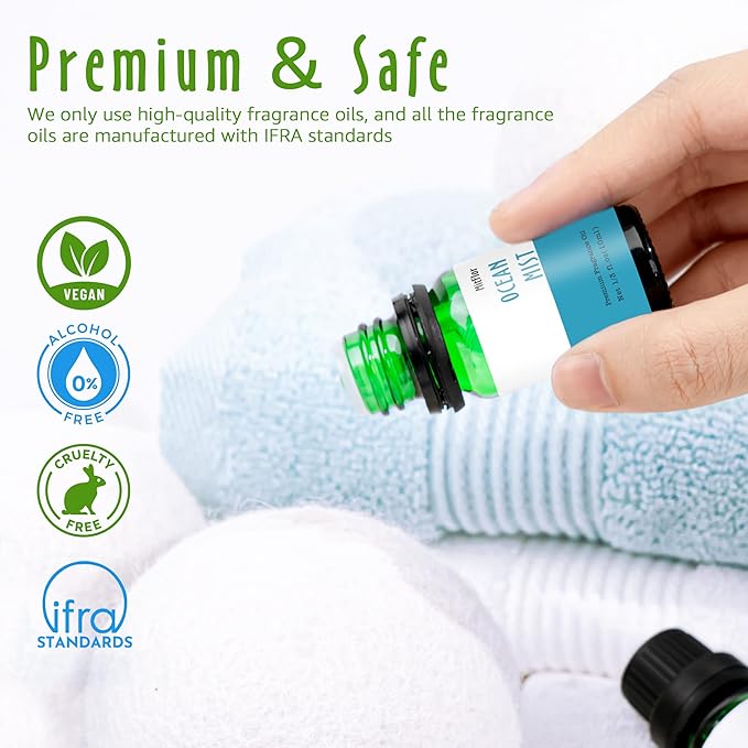 Fragrance Oils, MitFlor Nature Set of Essential Oils for Diffusers for Home, Soap & Candle Making Scents, Aromatherapy Oil Gift Set, Ocean Mist, Rain, Pine Forest and More, 6x10ml